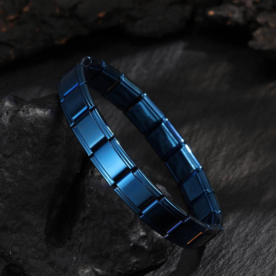 Trendy Square Italy Stainless Steel Bracelets For Women Men HipHop Metal Italian Modules Stretchable Gift Birthday Party Jewelry