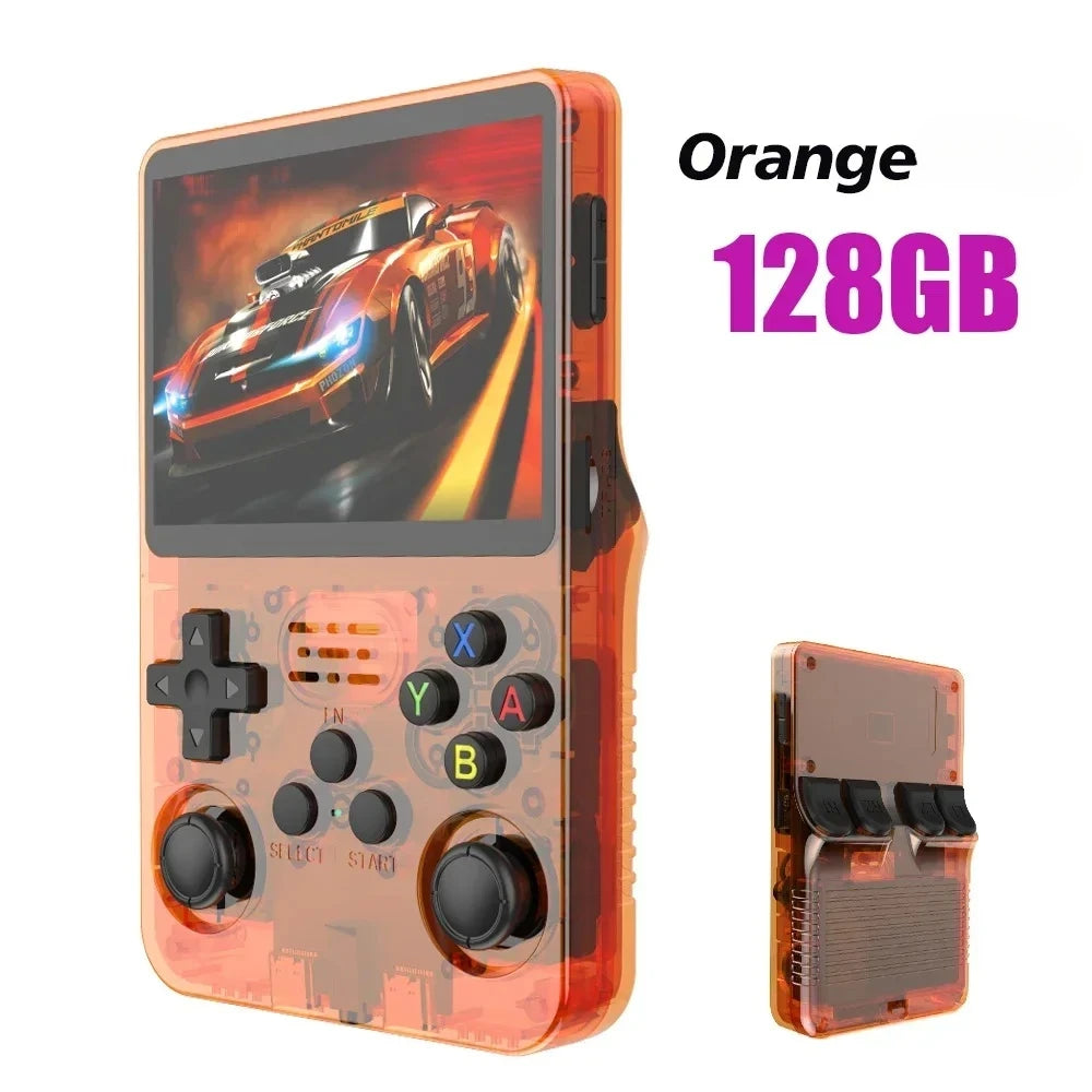 New R36S Retro Handheld Game Console 3.5-inch IPS Screen Large Storage: 64GB / 128GB Arkos System Supports Multiple Languages