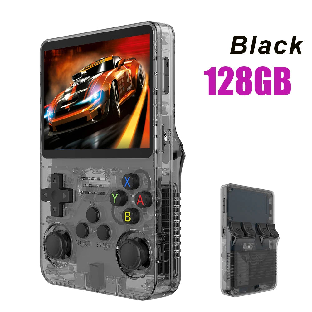New R36S Retro Handheld Game Console 3.5-inch IPS Screen Large Storage: 64GB / 128GB Arkos System Supports Multiple Languages
