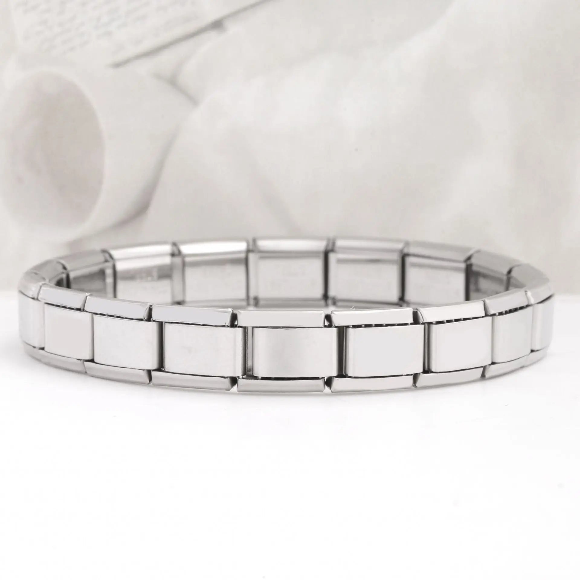 Trendy Square Italy Stainless Steel Bracelets For Women Men HipHop Metal Italian Modules Stretchable Gift Birthday Party Jewelry