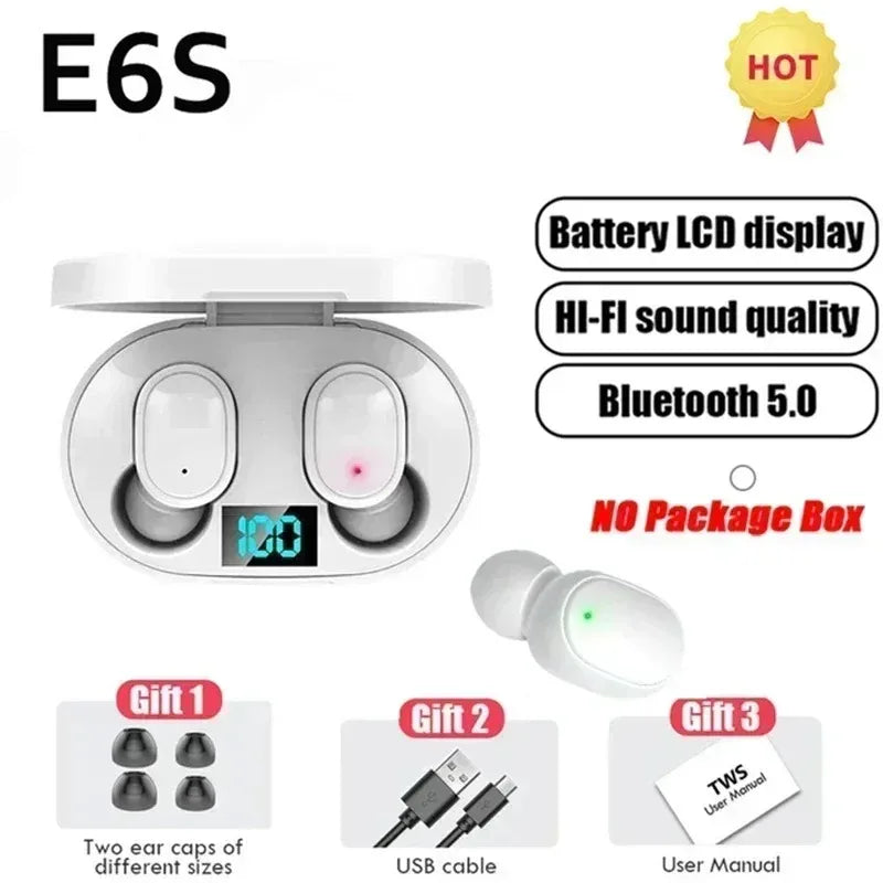 E6S TWS Bluetooth Earphones Wireless bluetooth headset Noise Cancelling Headsets With Microphone Headphones For Xiaomi Samsung