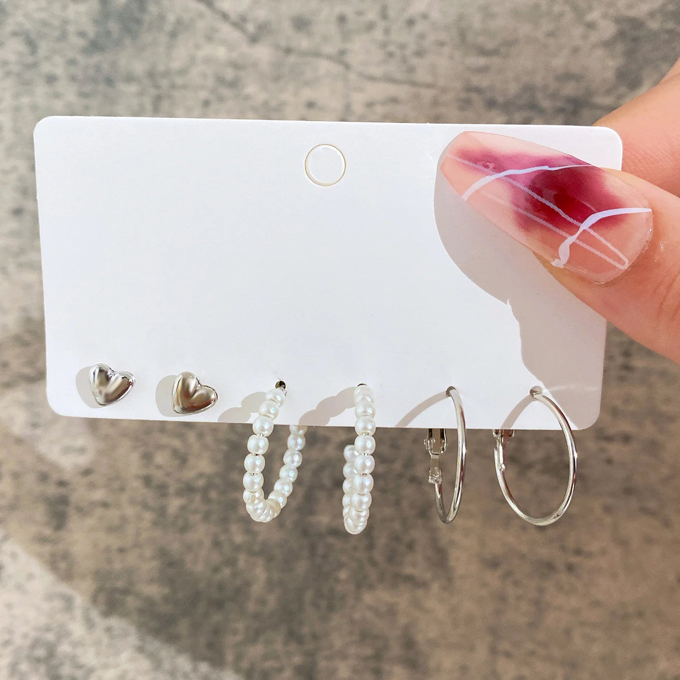 Boho Silver Color Twist Hoop Earrings Set Brincos Heart Pearl Hoops Vintage Metal Geometric Earrings for Women Trendy Jewerly