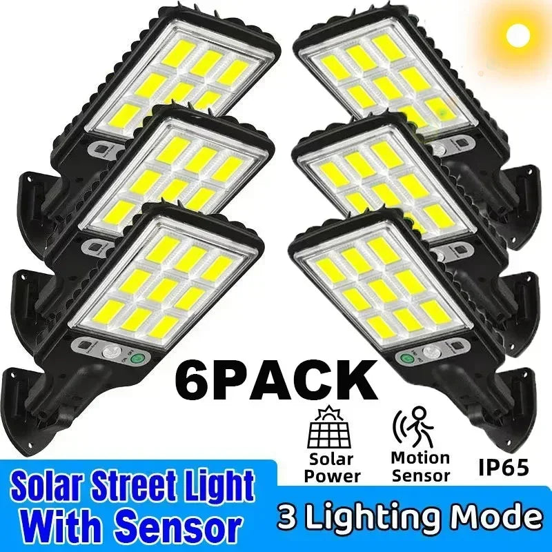 1~6PCS Solar Wall Lamp Motion Sensor 3 Working Modes Outdoor Garden Courtyard Security Waterproof Decoration Street Lights