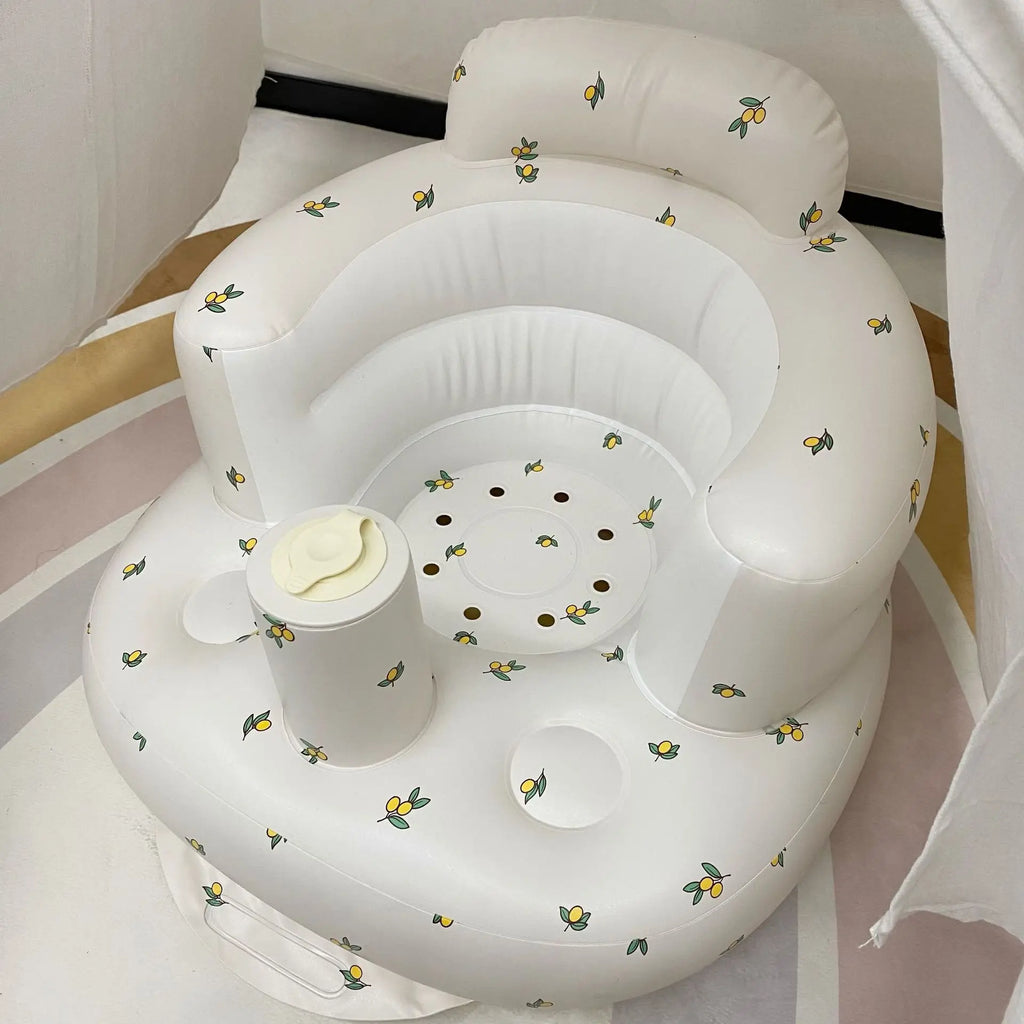 Baby Inflatable Sofa Children Puff Portable Bath Chairs PVC Multifunctional Seat Practice Sitting Bath Stool