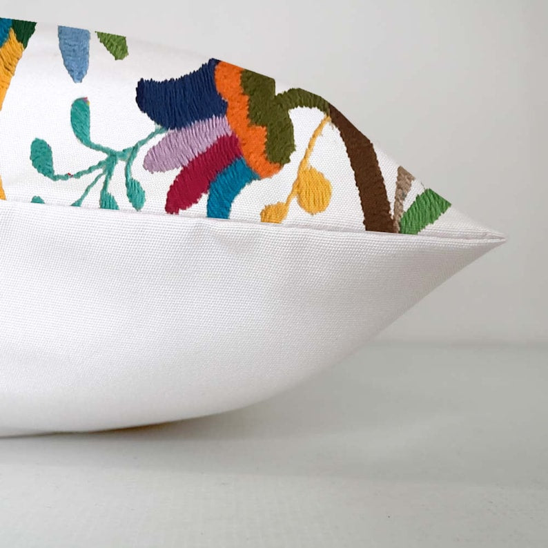 Set of 4 | Mexican Decorative Cushion Covers | Otomi Design Covers | Cotton Linen Fabric | Embroidered | With OR Without Insert